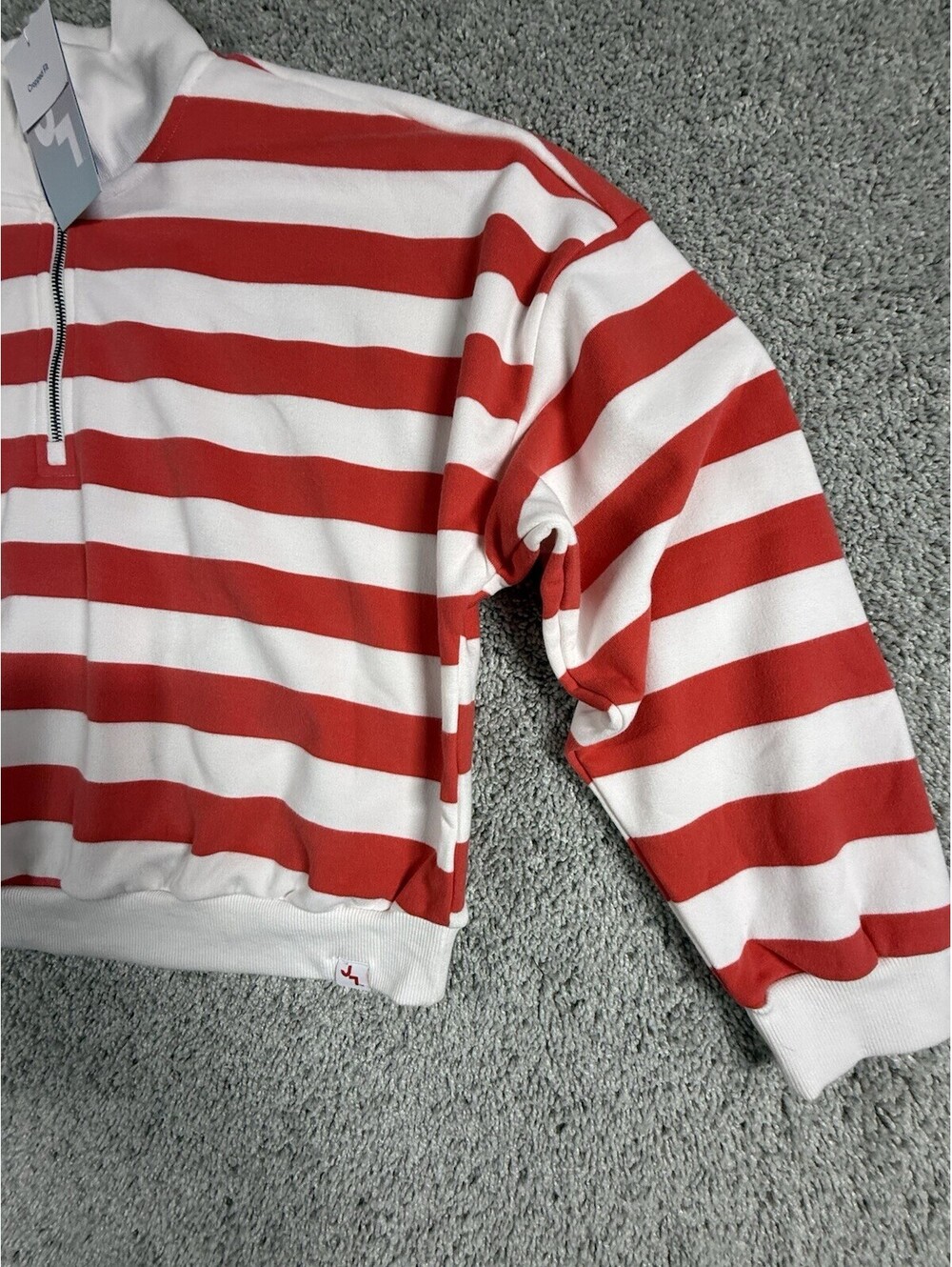 NWT JoyLab Women's Ultra Soft Sweatshirt XXL Striped - Red Berry & White Stripe - Picture 3 of 10